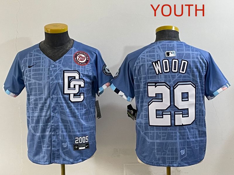 Youth 2025 Washington Nationals #29 Wood Blue Joint Name Nike MLB Jersey style 6->youth mlb jersey->Youth Jersey